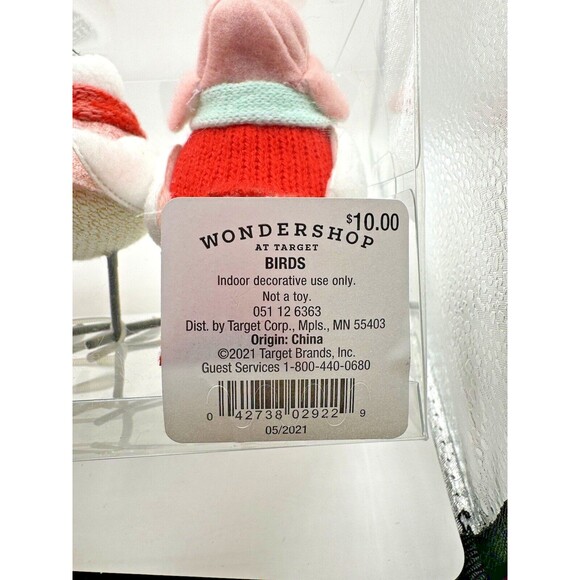 Wondershop Winter Birds Christmas Decorative Figurine Set Red/Pink, NEW - Picture 7 of 7